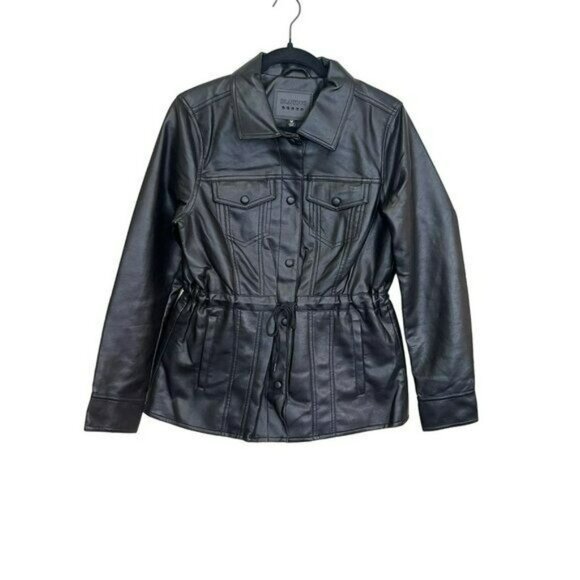 BLANK NYC Black Faux Leather Drawstring Jacket Size XL NWT BlankNyc - Picture 3 of 7